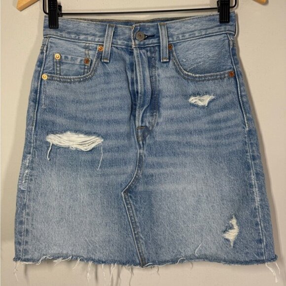 Levi's Deconstructured Denim Skirt size 24 - Picture 3 of 9